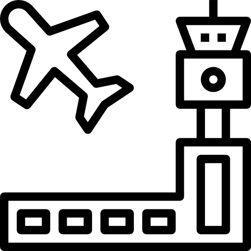 Airport terminal building travel icon