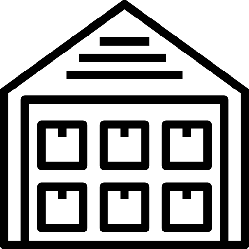 Warehouse shipping and delivery construction and tools stock icon