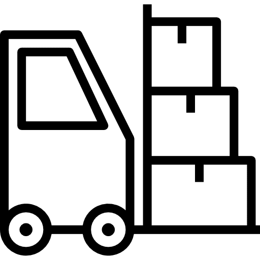 Cargo shipping and delivery freight forklift icon