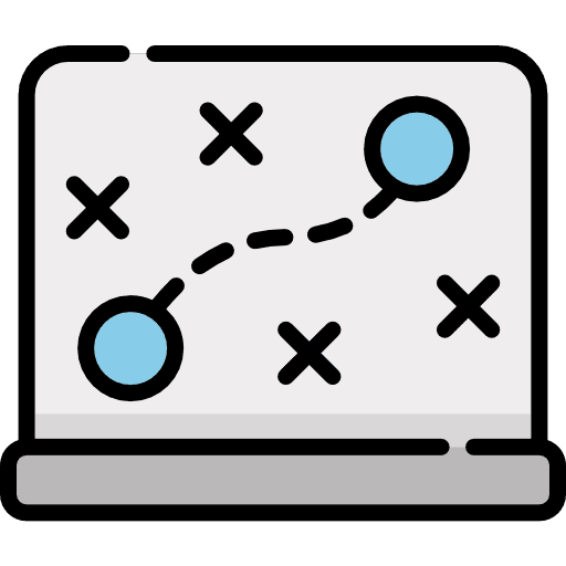Route maps and location planning end to end icon