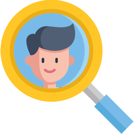 Search magnifying glass employee man icon