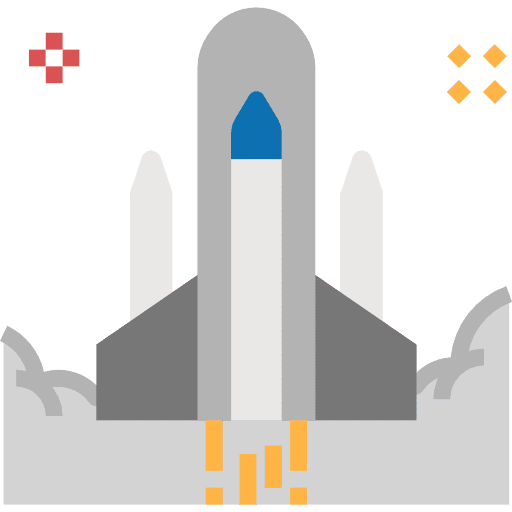 Rocket seo and web rocket ship business and finance icon