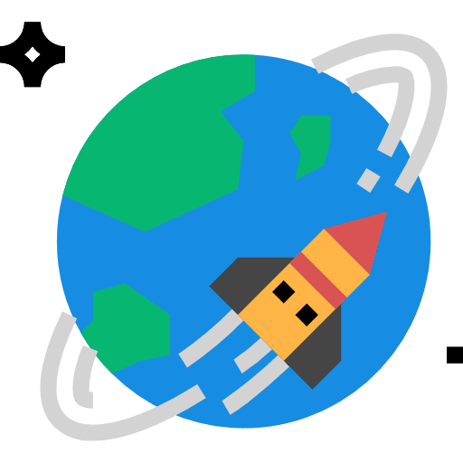 Earth planet earth rocket earth icon