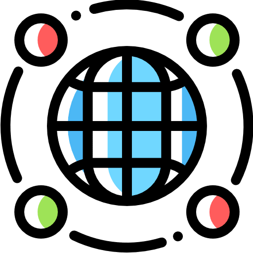 Around the world networking web directions icon