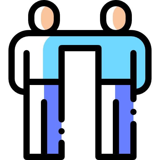 Shoulder to shoulder friendship social media people icon