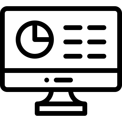 Analytics monitor pie chart graphic icon