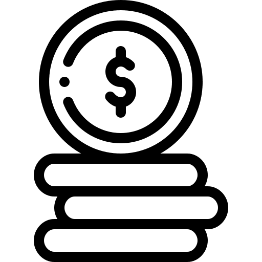 Currency coins stacking money icon
