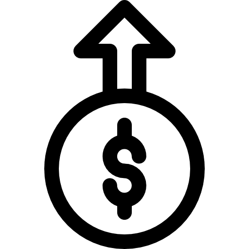 Revenue growth arrows seo and web icon