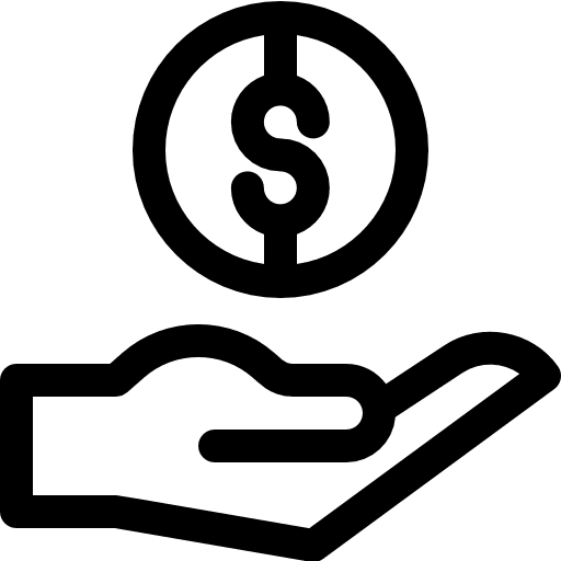 Revenue revenue hands and gestures coin icon