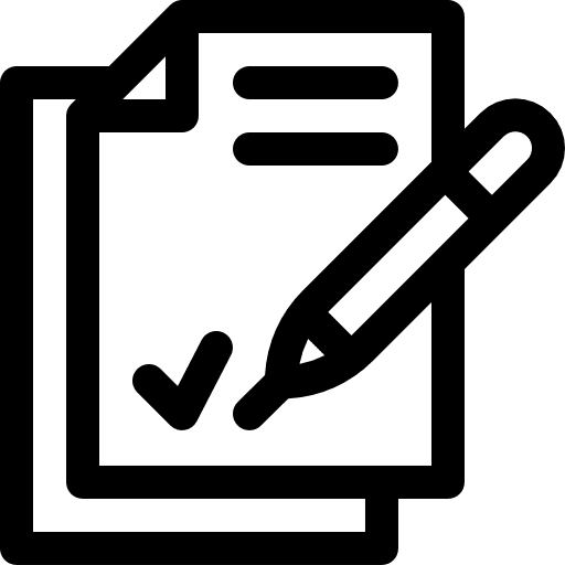 Contract files and folders signing pencil icon