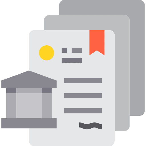 Contract bank certification files and folders icon