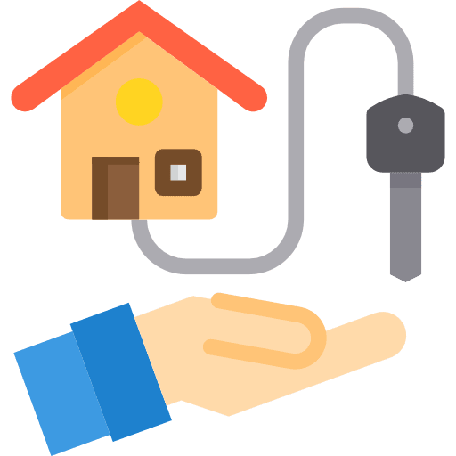 Key hand real estate architecture and city icon