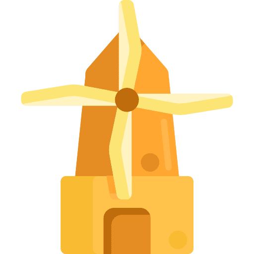 Windmill country fields architecture and city icon