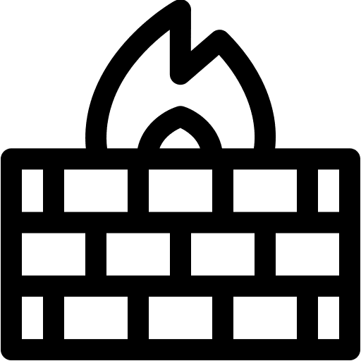 Firewall technology security system flame icon