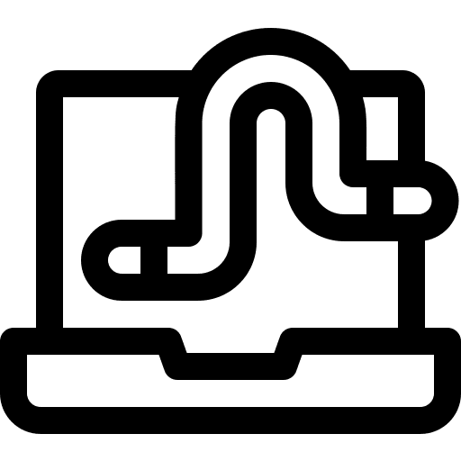 Worm infected laptop computing icon