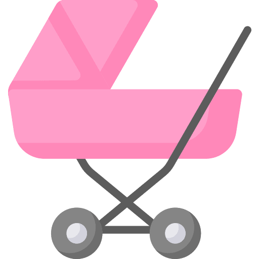 Kid and baby push car trolley car transport icon