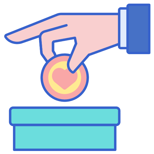 Donation heart coin donation icon
