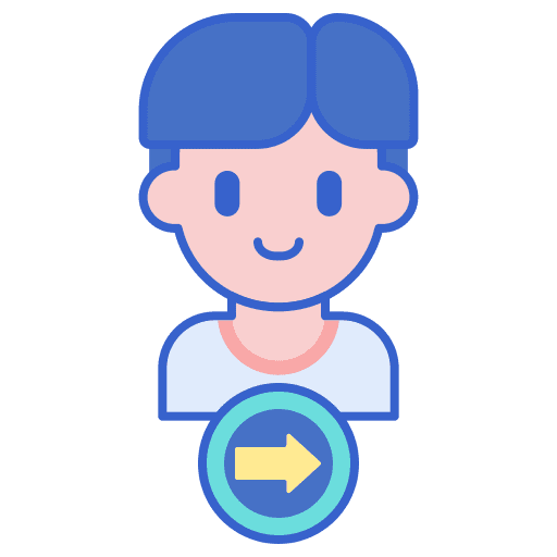 Follow social media boy right arrow icon