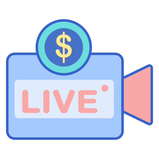 Live stream paid padlock play button icon