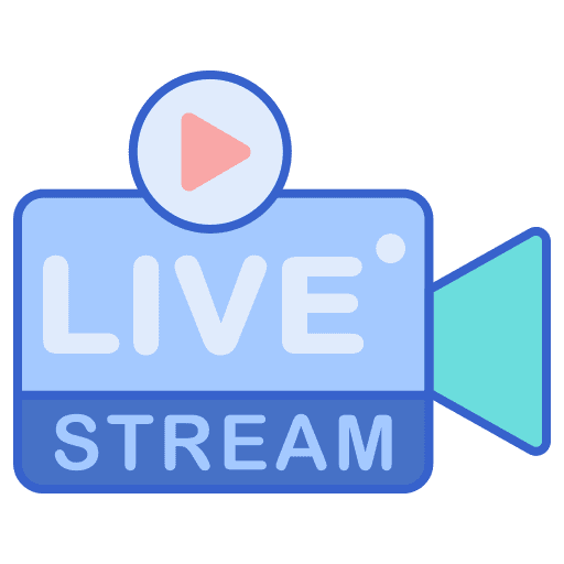 Live streaming play button camera video icon