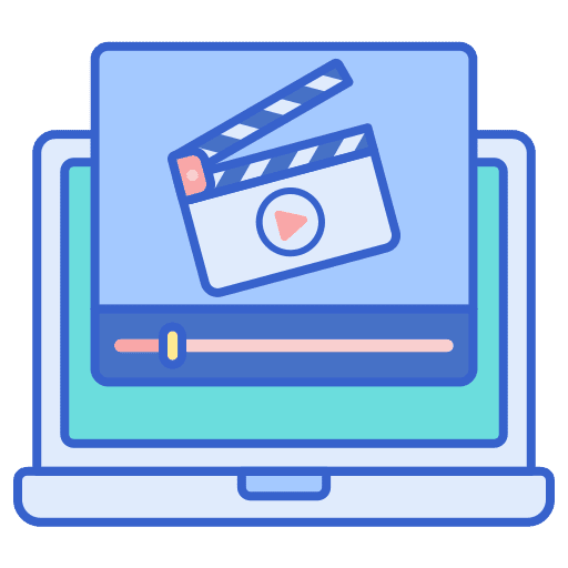 Movie laptop music and multimedia online icon