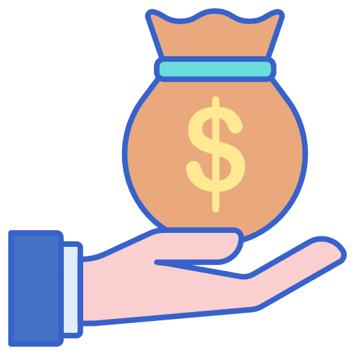 Sponsor money bag ebitda hand icon