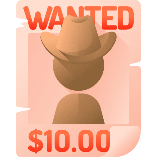 Wanted security poster bandit icon