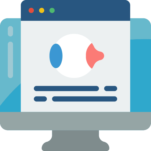 Eye study monitor investigation icon