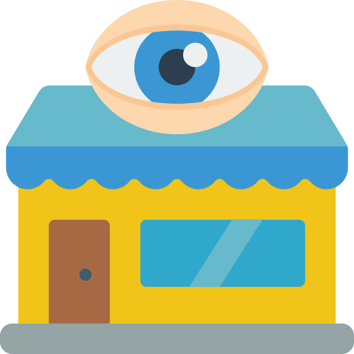 Optometrist healthcare and medical store building icon