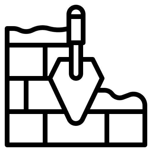 Bricklayer under construction obra trowel icon