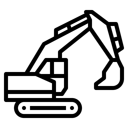 Excavator caution construction tool under construction icon