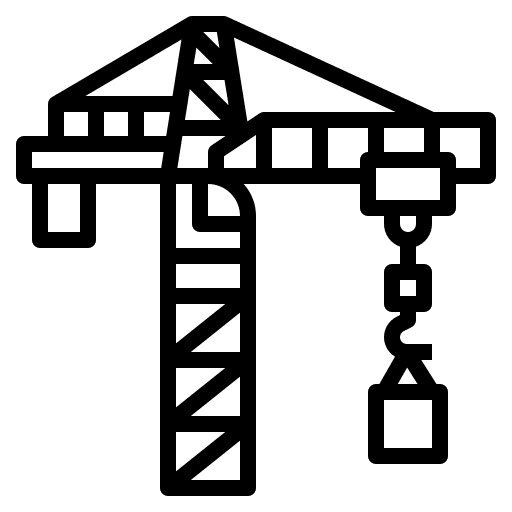 Crane under construction construction and tools caution icon