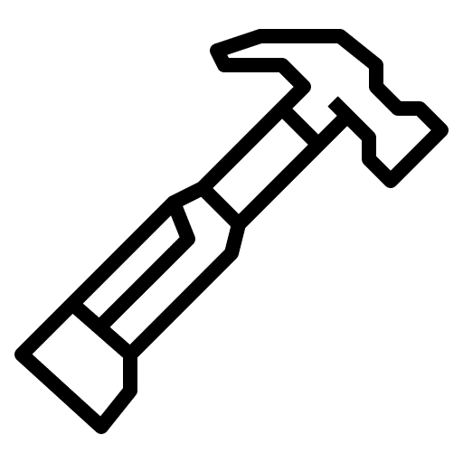 Hammer construction and tools craft caution icon