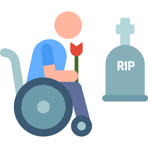 Cementery wheelchair old people icon