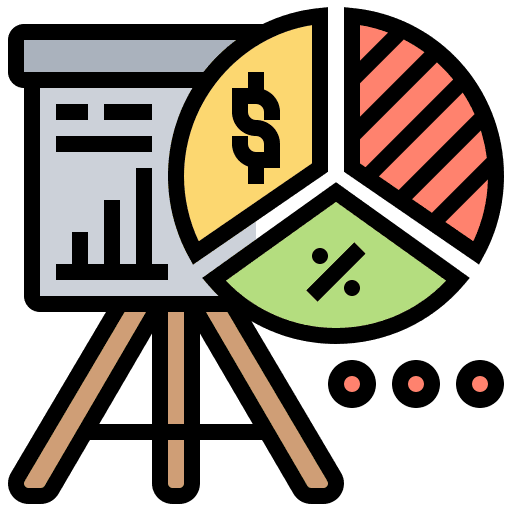 Market commercial pie chart dollar icon