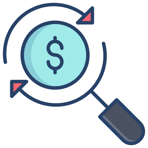 Search money search magnifier icon