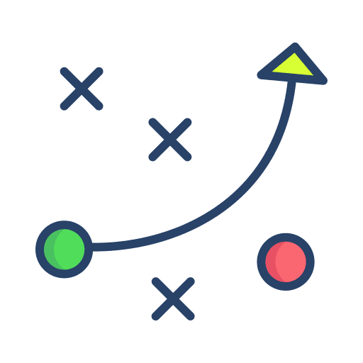Strategy end to end tactic planning strategy icon