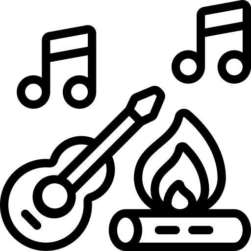 Music song camping fire icon