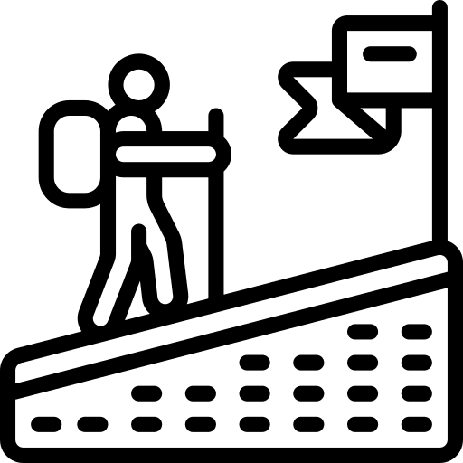 Hiking walking flag person icon