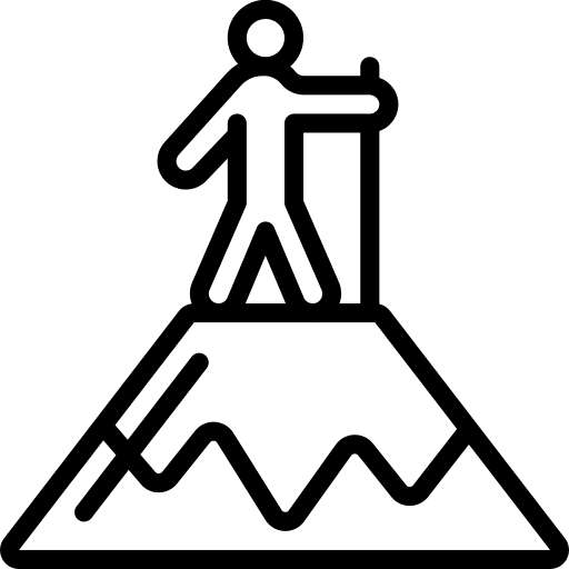 Mountain hobbies and free time walking climbing icon