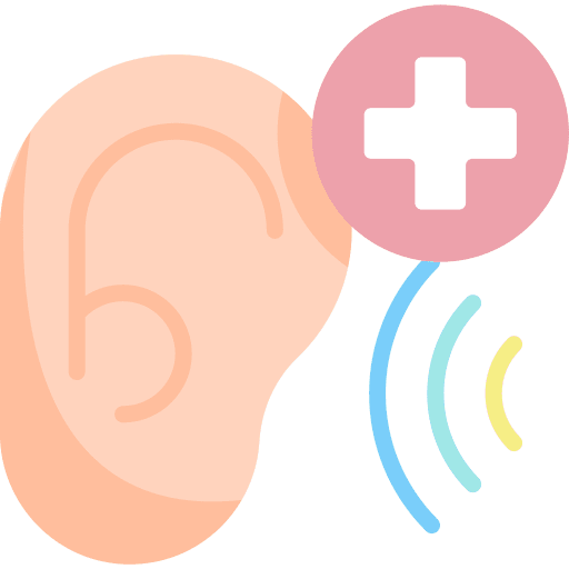 Hearing exam ear healthcare and medical hearing exam icon