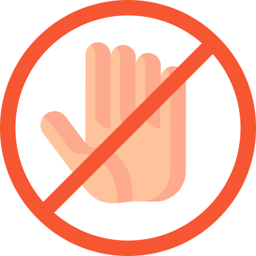 No touch signaling hand shapes and symbols icon