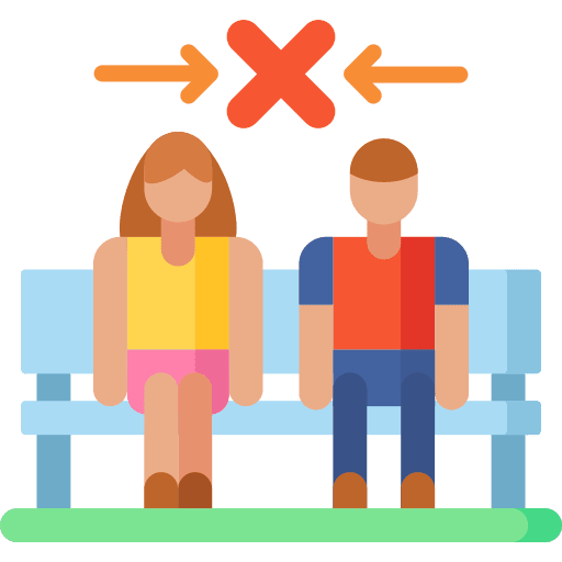 Sit down social distancing avoid contact icon