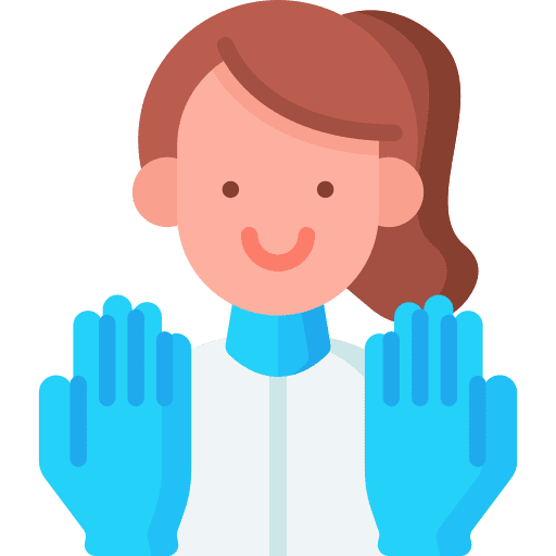 Doctor woman rubber gloves surgery tools icon