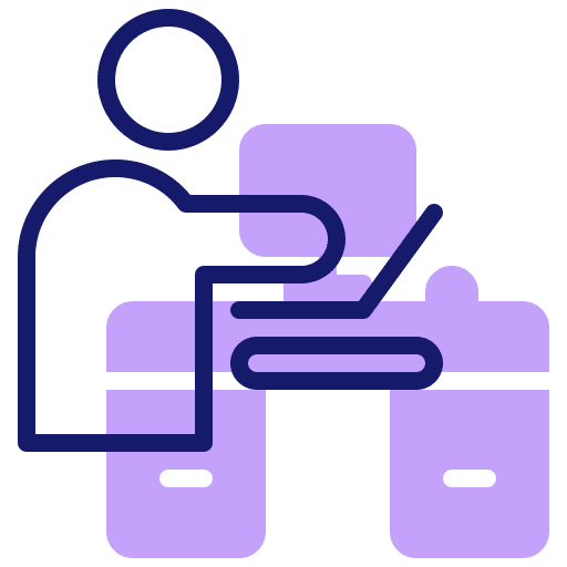 Workspace professions and jobs desk clock icon