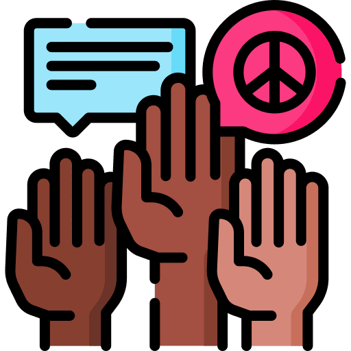 Civil right movement equality vindication hands up icon