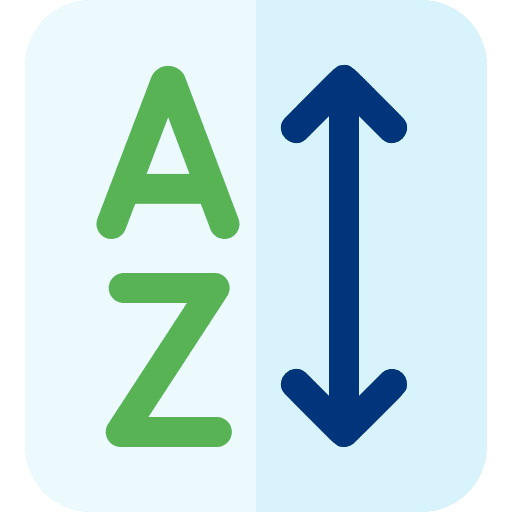 Filter interface alphabetical sort ascending icon
