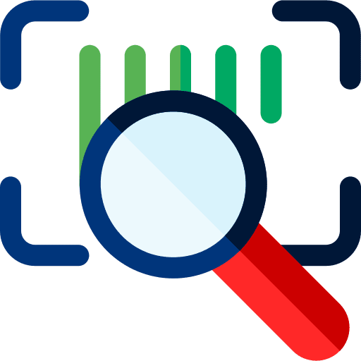 Search commerce and shopping search barcode icon