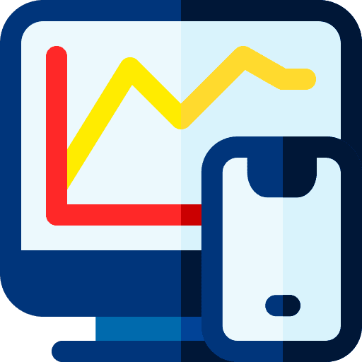 Statistics screen seo and web analytics icon