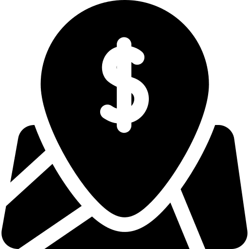 Pointer maps and location money dollar symbol icon